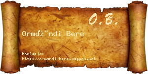Ormándi Bere névjegykártya